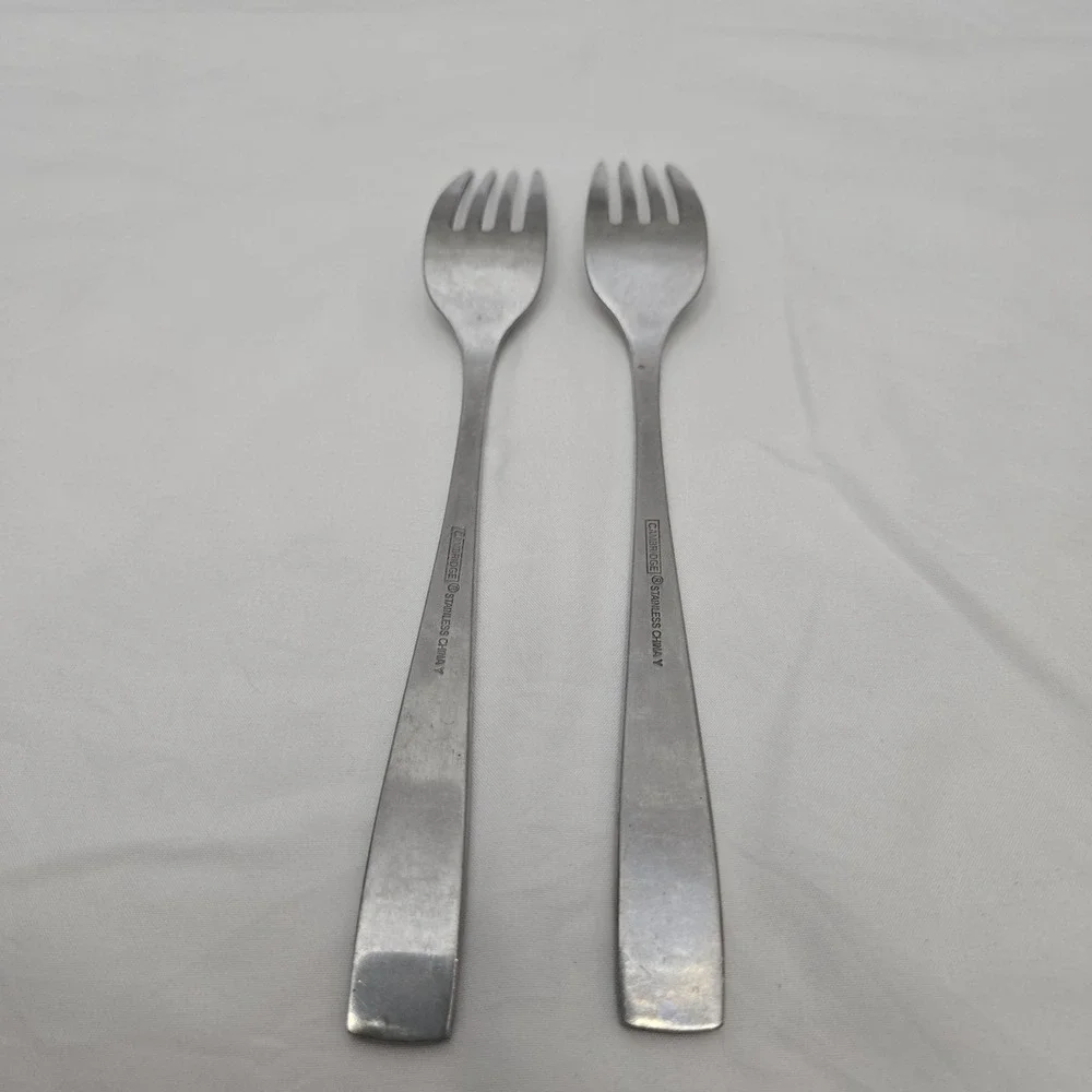 Lot Of 2 (Two) Logan Satin (Stainless) by Cambridge Silver Forks GUC Normal Wear